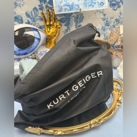 🆕 KURT GEIGER LONDON 🧿 NWT Leather Kensington Shoulder Bag, Pale Blue Grey - Picture 15 of 15